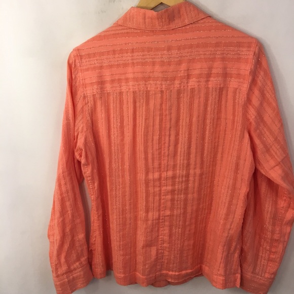 Chicos 1 Additions Shirt M Coral Metallic Top - Picture 5 of 6